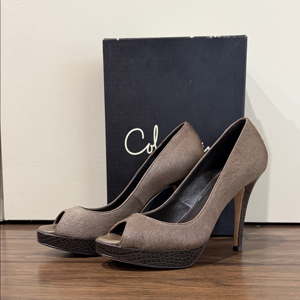 Cole Haan Women's Brown Peep Toe Heels
